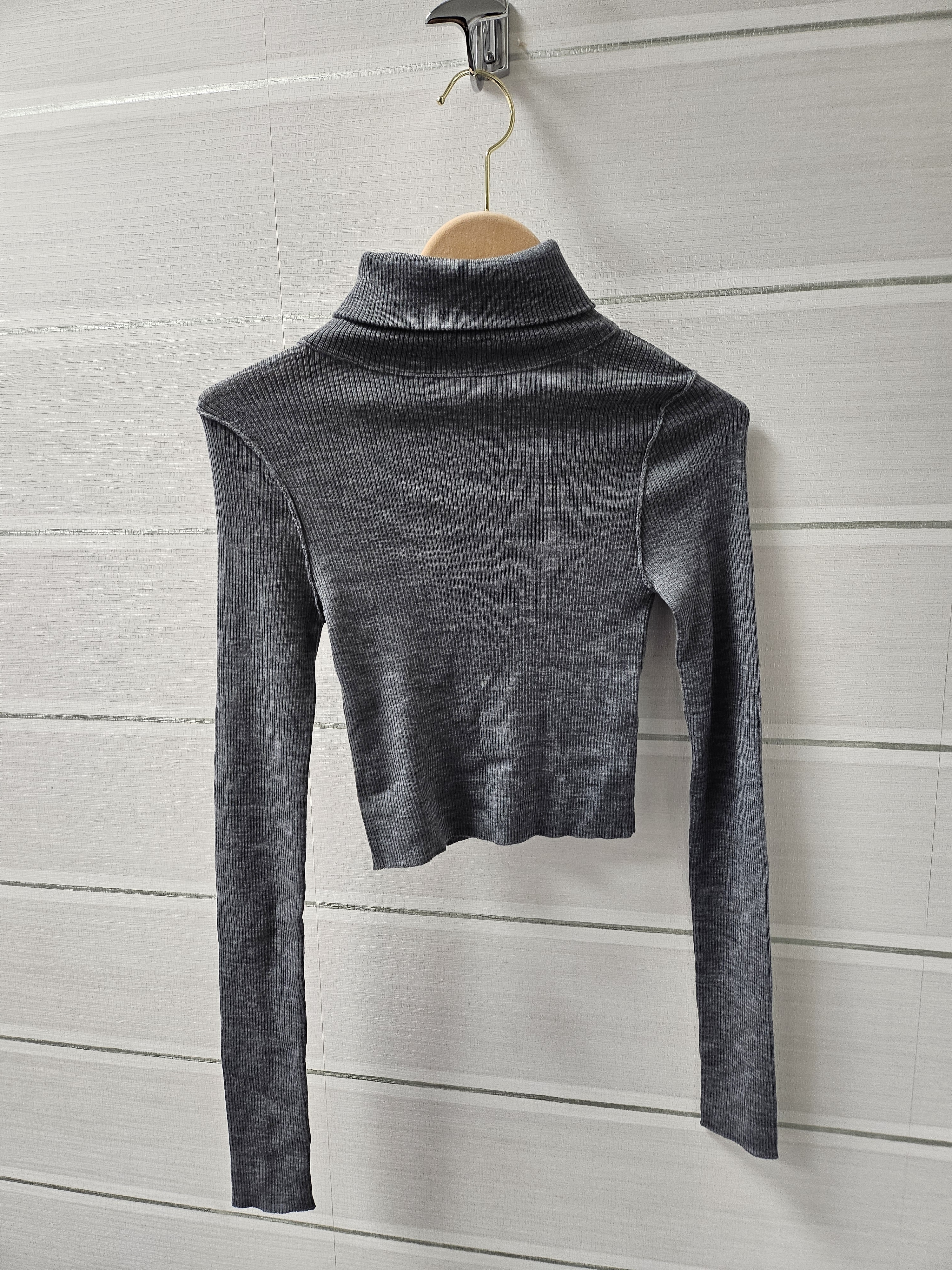 R13 Gray Ribbed Turtleneck Sweater